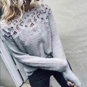 Gray Lace Sweater
